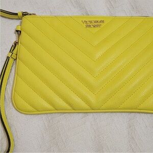 Victoria's Secret Vibrant Yellow Chevron Wristlet